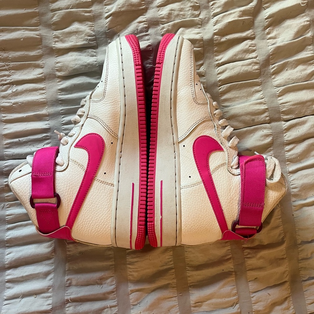 Nike Pink and White Mid Rise Sneakers
